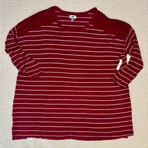 Old Navy Burgundy Luxe Striped Long Sleeve Tee